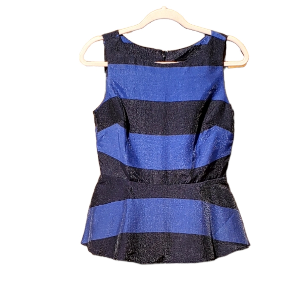 Banana Republic Blue and Black Striped Peplum Top